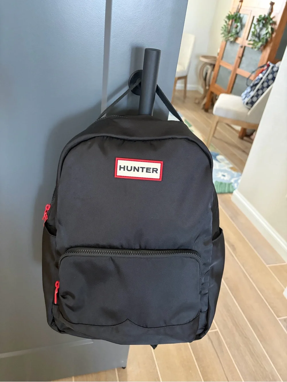 Hunter Black Backpack with Red Trim